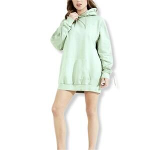 GUESS Women Diane Sweatshirt Hoodie Dress M Pastel Green Baddie Casual Flaw